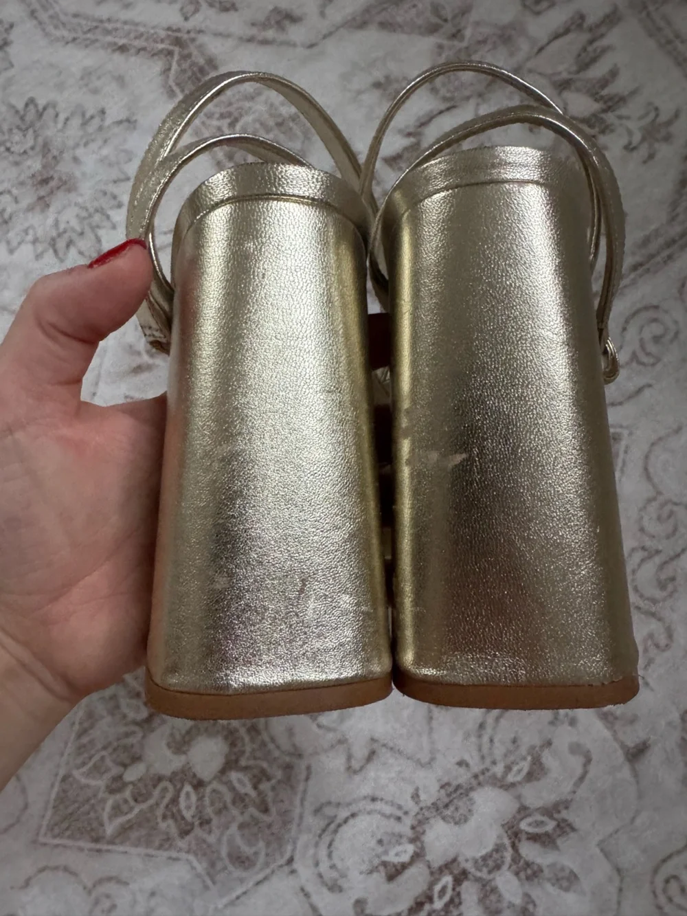 Larroude Dolly gold metallic platform heels size 8